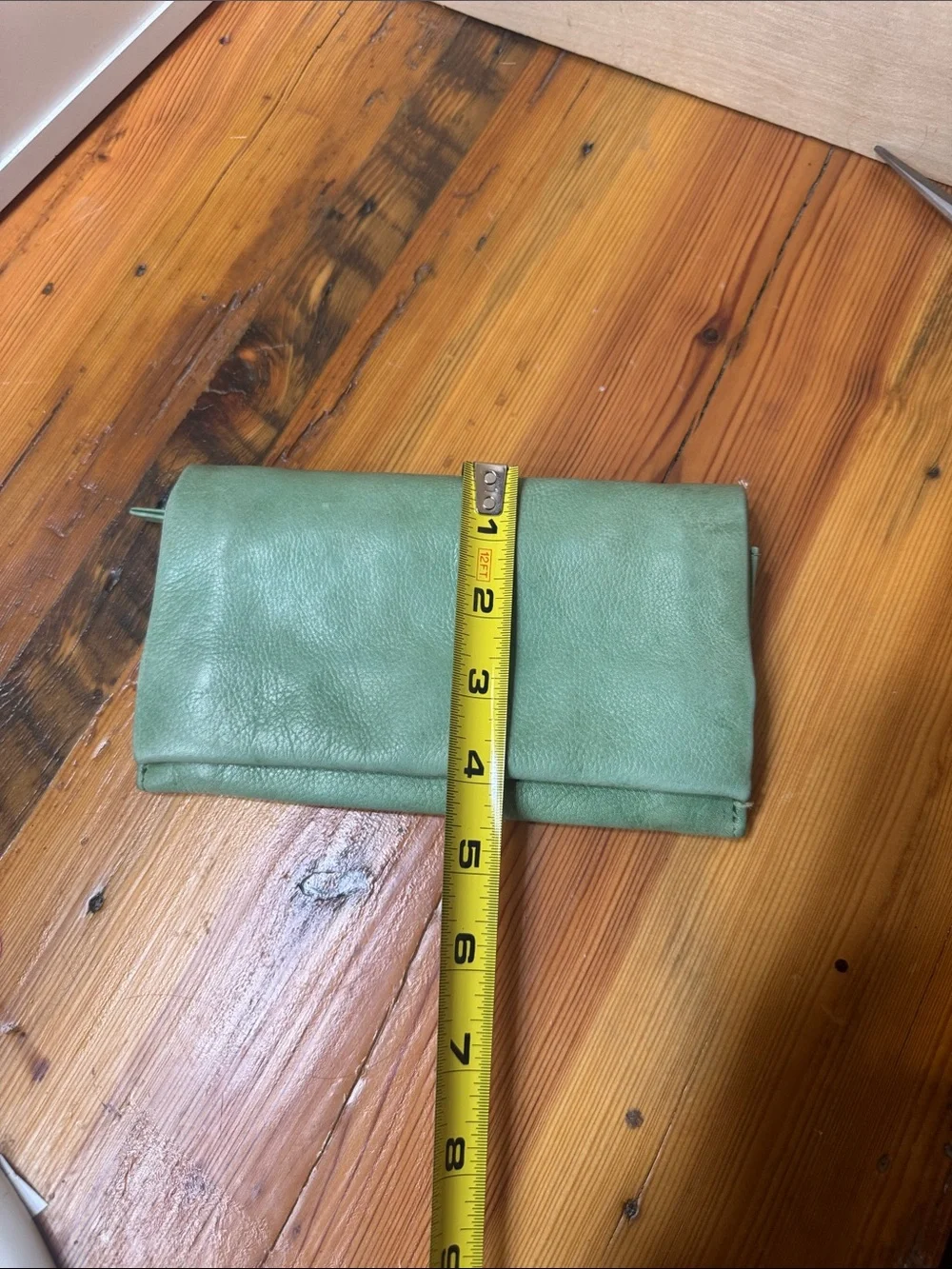 latico Mint Green Leather Fold-Over Clutch wallet